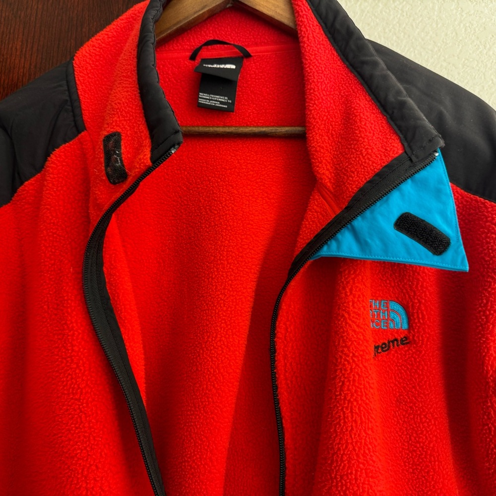 The North Face Men's Orange and Black Fleece Jacket